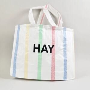 HAY Candy Stripe Shopper XL Tote Bag Multi Color Recycled Plastic Large Beach
